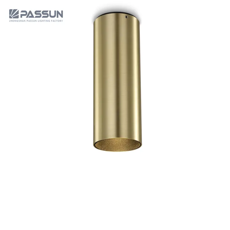 aluminium anodized gold Dia 79mm Height 223mm surface mounted cylinder led down light