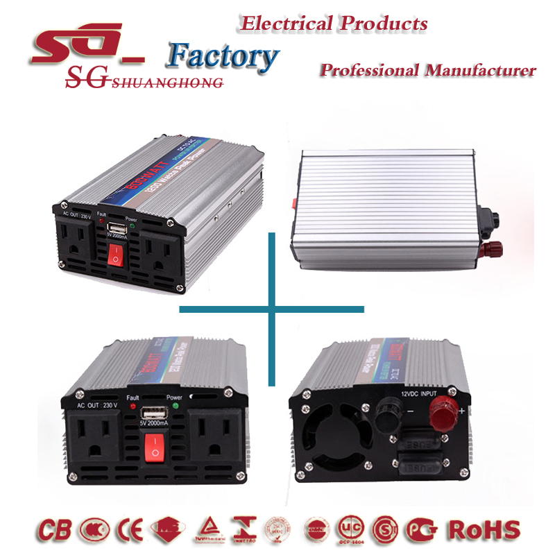 DC/AC инвертор волны синуса 600w 12v 24v Автоматическая идентификация инвертирующий усилитель мощности «Два в одном»