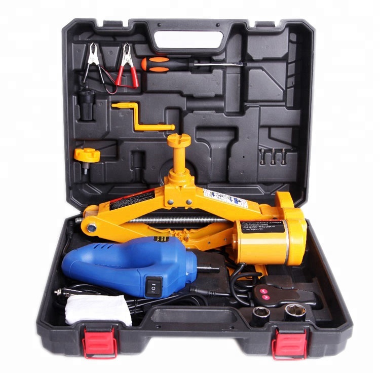 Hot Sale CE ISO Professional Manufacturer 3T DC12V Portable Electric Scissors Car Jack and Impact Wrench for Quick Replace Tire