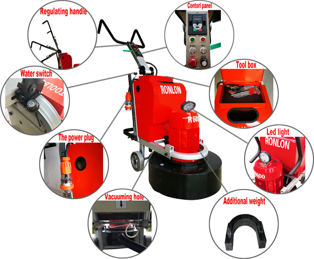 Used concrete grinder model RONLON-600 floor grinding machine and cement polisher in sander