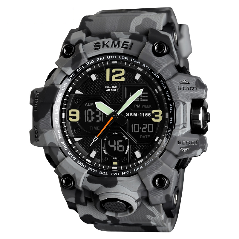 SKMEI 1155 Jam Tangan военные Электронные Водонепроницаемые Цифровые спортивные часы