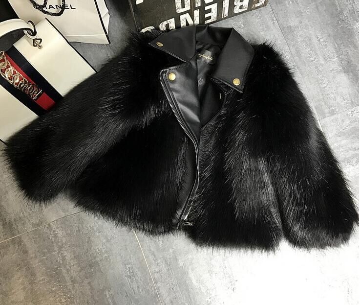 Модная женская одежда для мотоцикла из искусственного лисьего меха, куртка с кожаным воротником