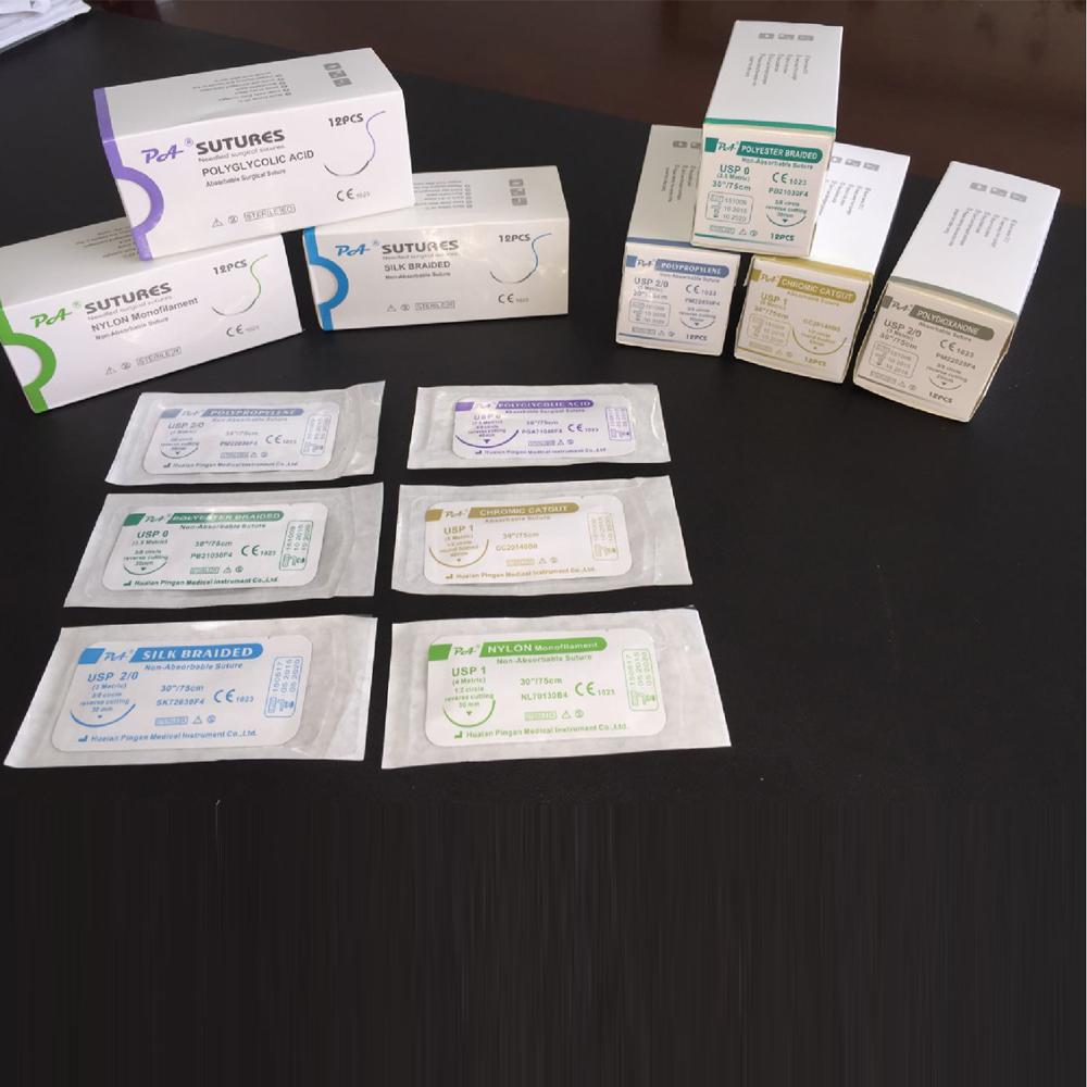Дешевые цены производитель Китай absorbable pga полигликолевая кислота polyglactin 910 хирургические швы нитки с иглой