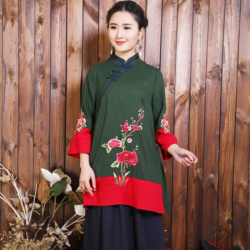 YIZHIQIU ethnic clothing traditional chinese cheongsam blouses