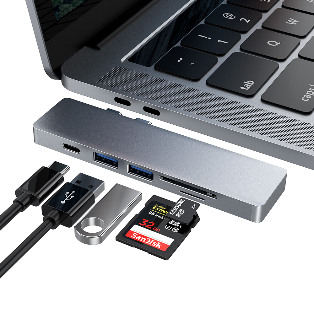 5 в 1 двойной USB Type C концентратор с Thunderbolt 3 USB 3,0 SD/TF кардридер для MacBook Pro
