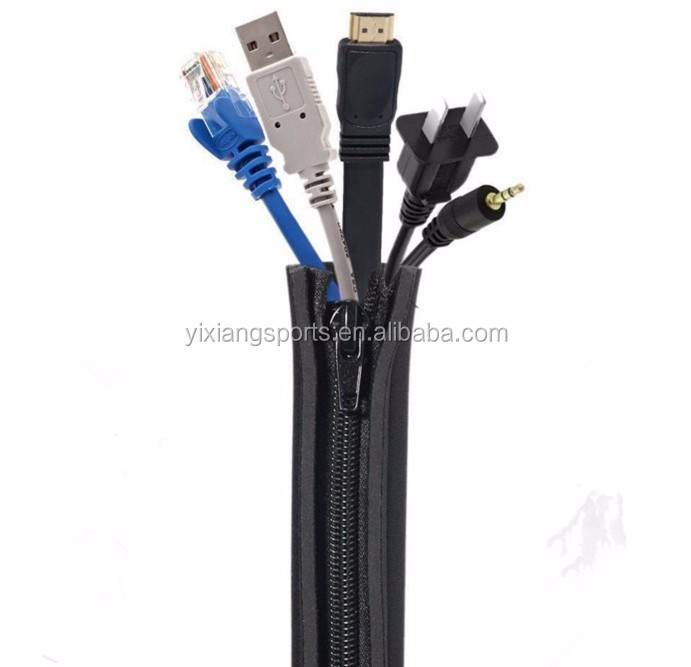 Best Selling Zipper Cable neoprene cable Management Sleeve for computer