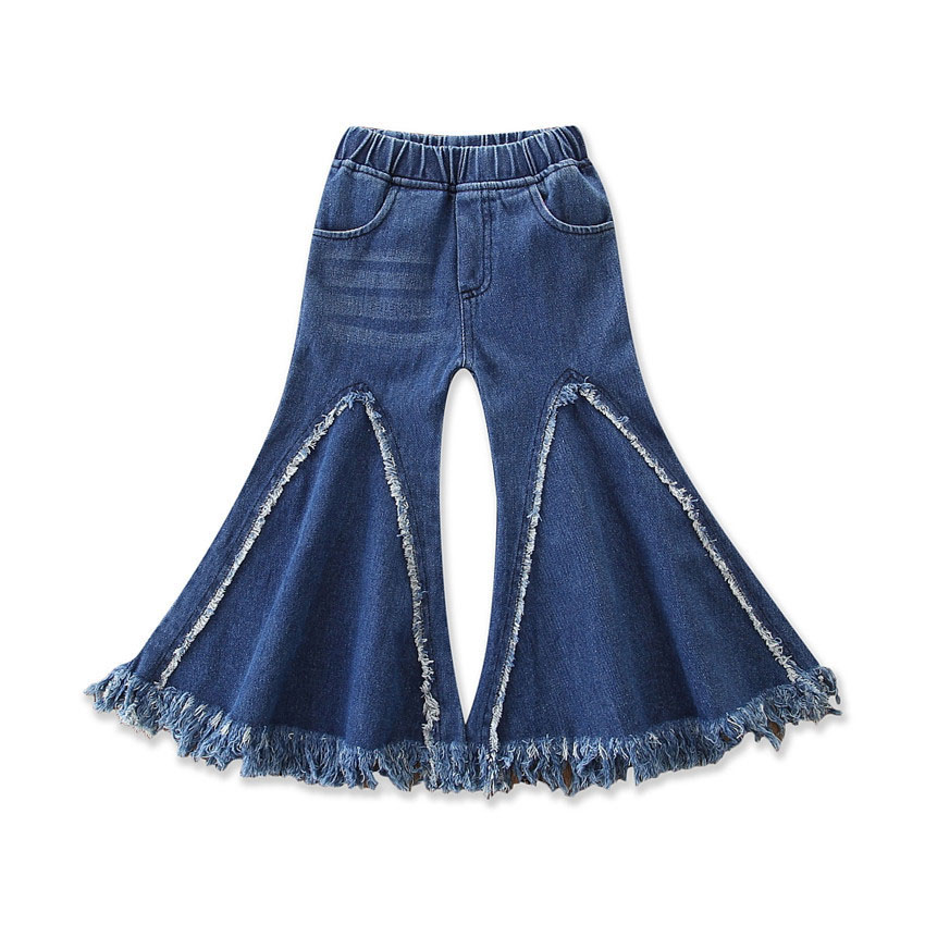 Children boutique Clothes Girls Tassels flare Pants Denim Leggings Jeans pants
