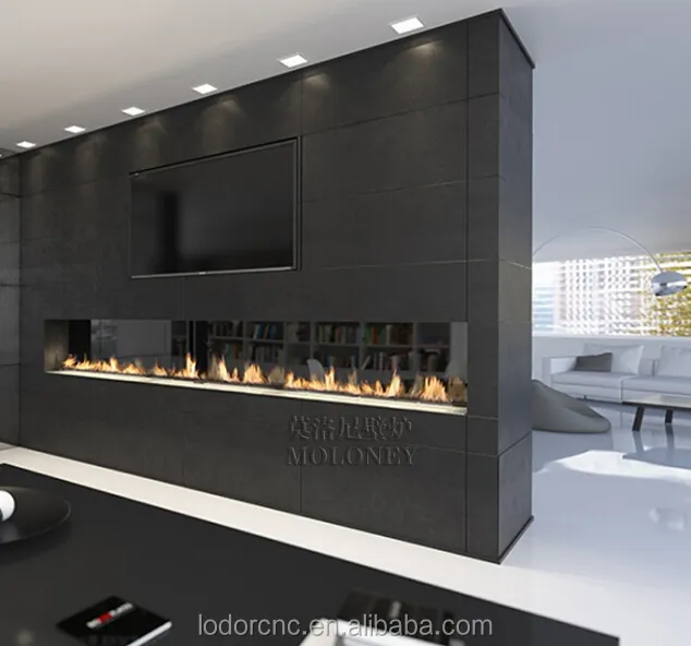 intrior office design and build ethanol fireplace with remote control