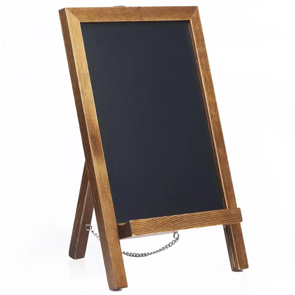 15"x10" Chalk Board Standing Sign. Non-Porous Mini Chalkboard Signs with Chain. Wooden Signs Chalk Board Best for Chalk Markers