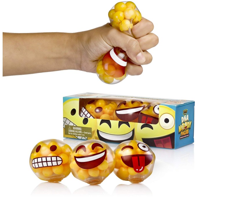 Демонстрационная коробка Mskwee DNA эмодзи мягкий мяч для снятия стресса (3 шт. в упаковке) смайлик мяч для сжимания для взрослых и детей игрушки