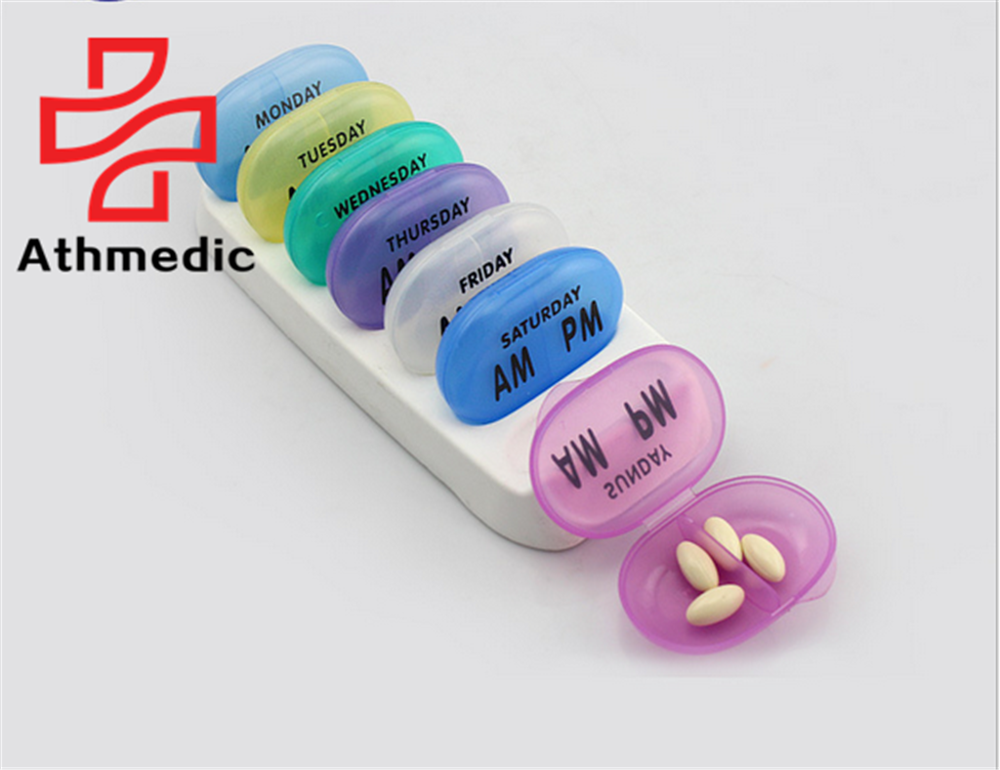 2023 Athmedic пищевой класс 7 дней рекламный диспенсер для таблеток 2 футляра диспенсер для таблеток 7 шт. контейнер для таблеток