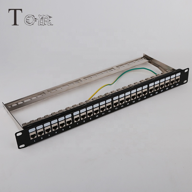 TOM-PN-24 Cat6A 24 порта STP патч-панель/Keystone Jack патч-панель без инструментов Cat6a патч-панель