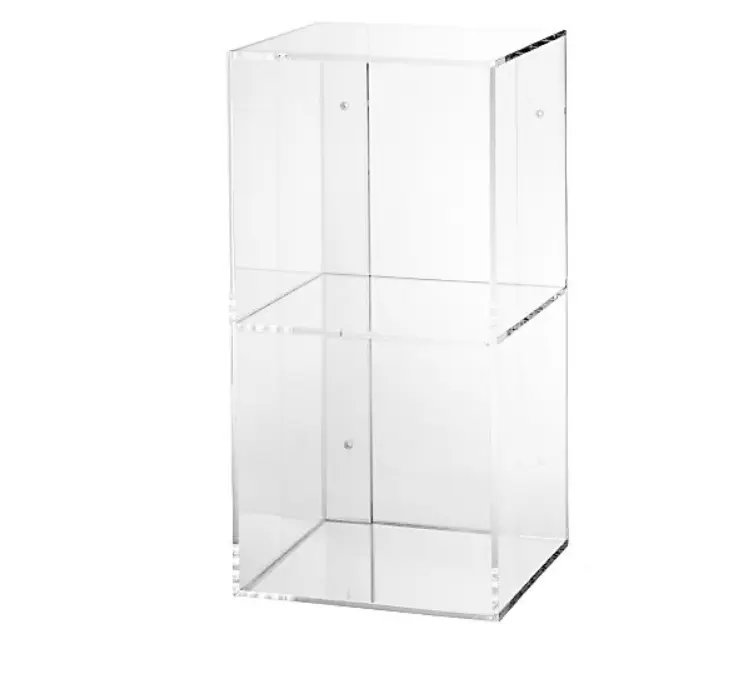 Customized Clear 2 Tier Acrylic Wall Mounted Shelf Bookcase
