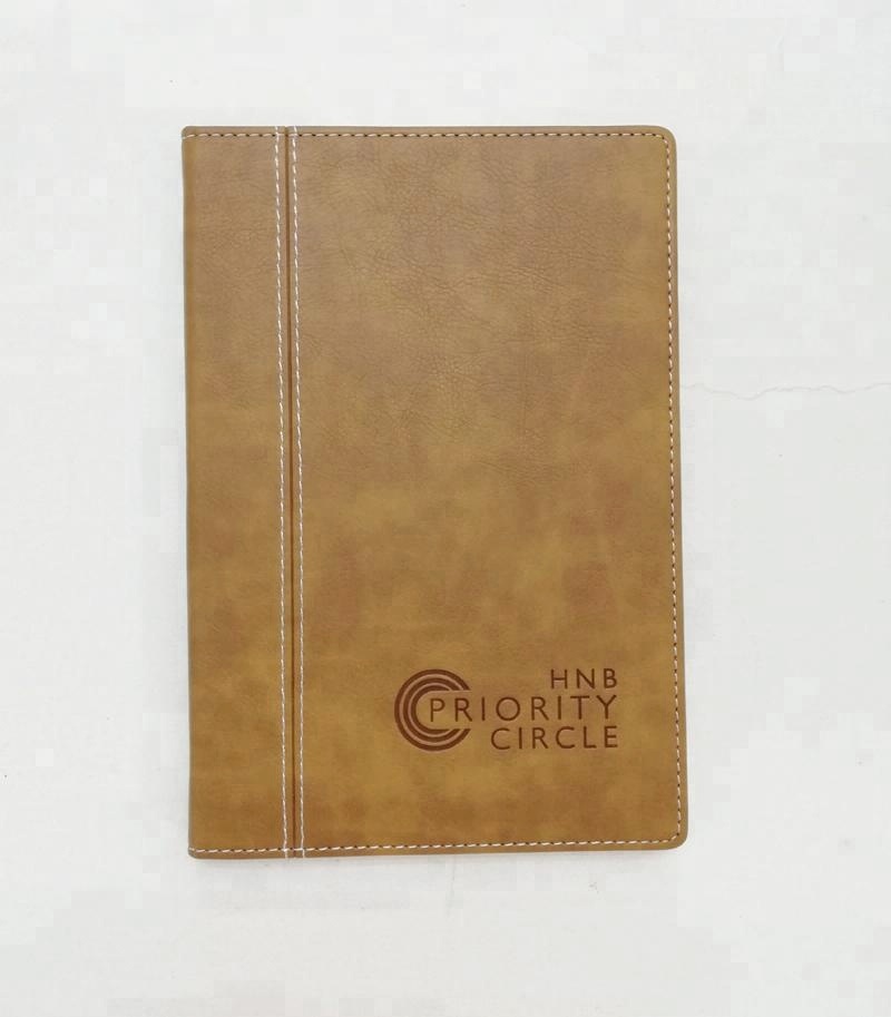 Custom PU hardcover A5 notebook dairy with emboss logo