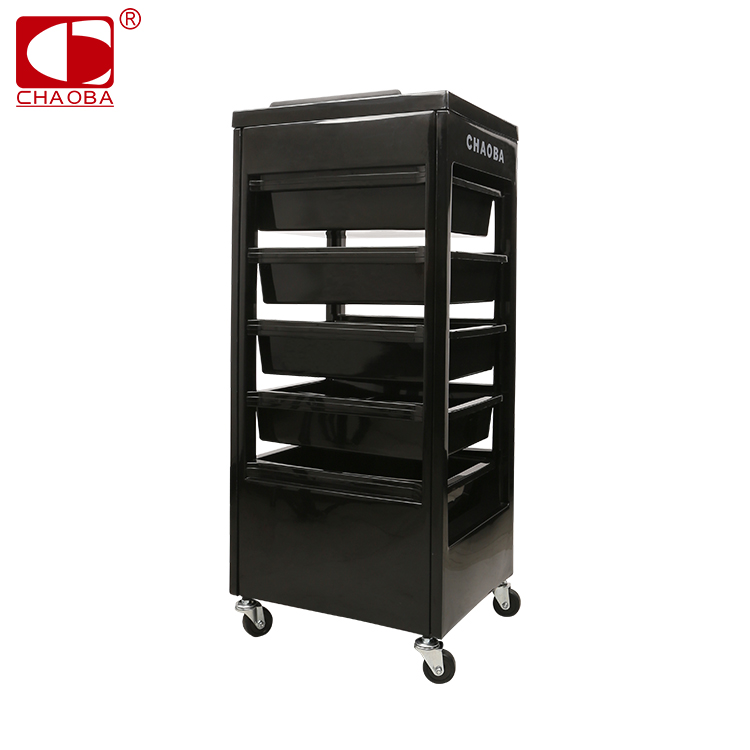 Professional Chaoba Customized CB-2299A Black Hair Salon Trolley Carts