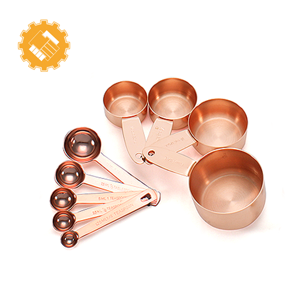 Новый 9-piece розовое золото мерная чашка и ложка набор