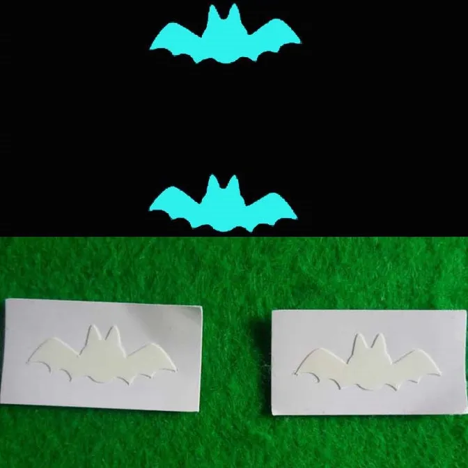 Custom die cut shape bat luminous sticker Wholesale blue light glow wall stickers in the dark