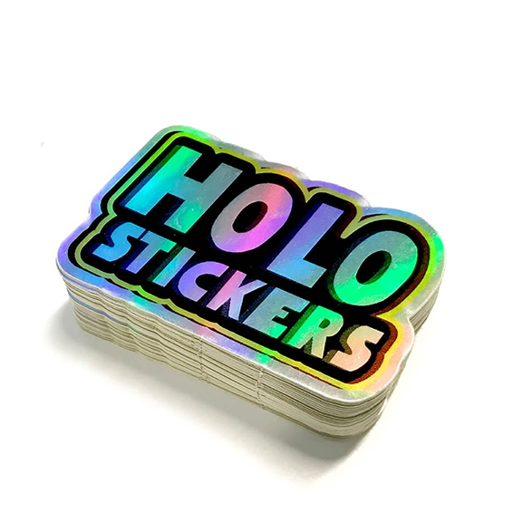 Fancy design attractive adhesive holographic sticker, rainbow film vinyl logo sticker