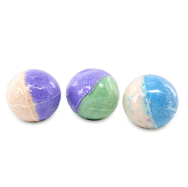 Hot selling handmade salts organic fizzer bubble double color bath bombs