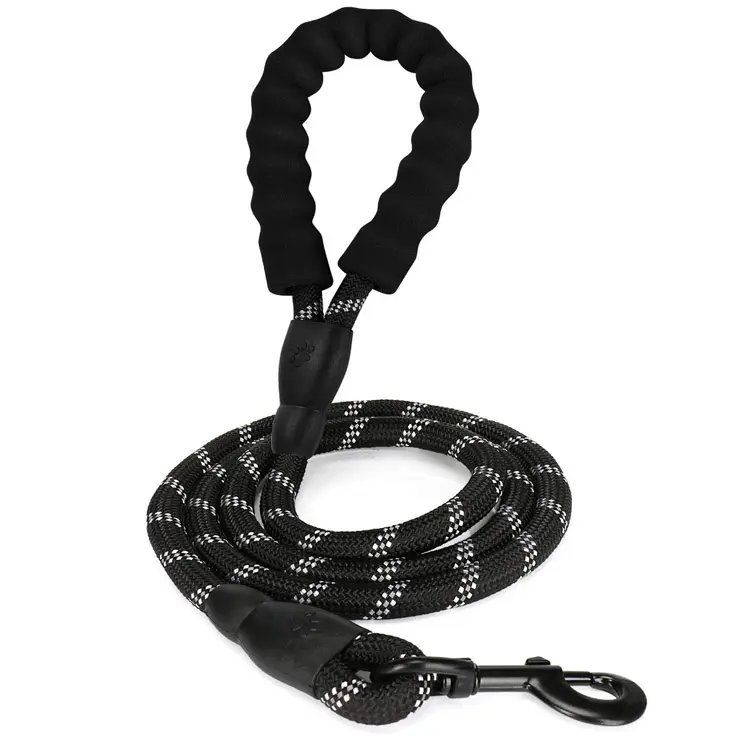 Promotional price Wholesale Heavy Duty Soft Foam Handle Reflective Nylon rope pet lead dog leash