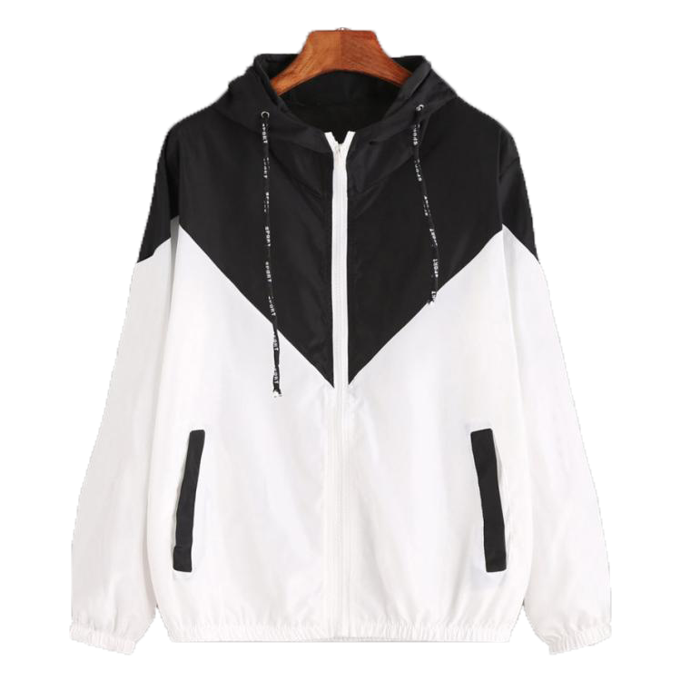 2019 Autumn Women Basic Jackets Casual Long Sleeves Coats Hooded Two Tone Ladies Windbreaker Jacket