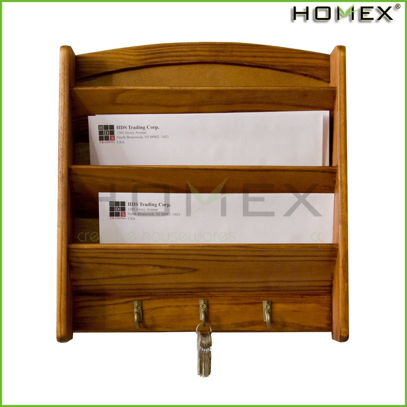 Бамбук настенное крепление 3 уровня письмо стойки Организатор w Key Holder Homex BSCI/завод