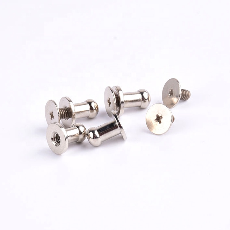Solid brass brown button screw back Round head ball post studs nail rivets leather craft accessory