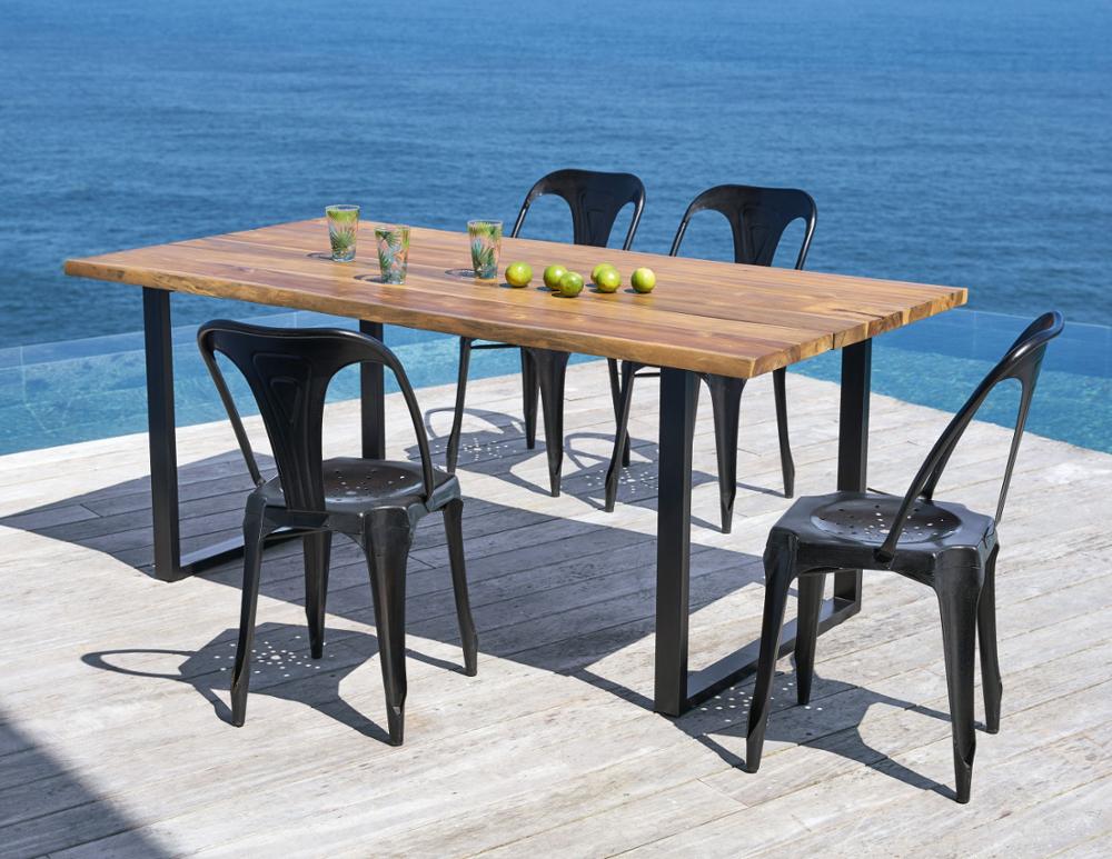 Hot Sales Antique Design Rectangular Wood And Metal Legs Outdoor Table/Dining Tables For Kitchen