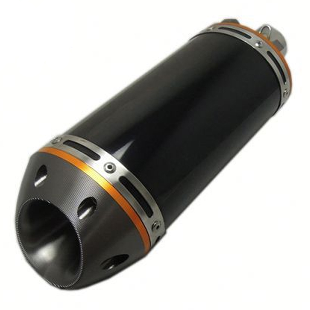 FCMUN139 stainless steel muffler For Oval Black Stainless muffler with CNC Tip Exhaust silencer 38MM 51MM 60MM