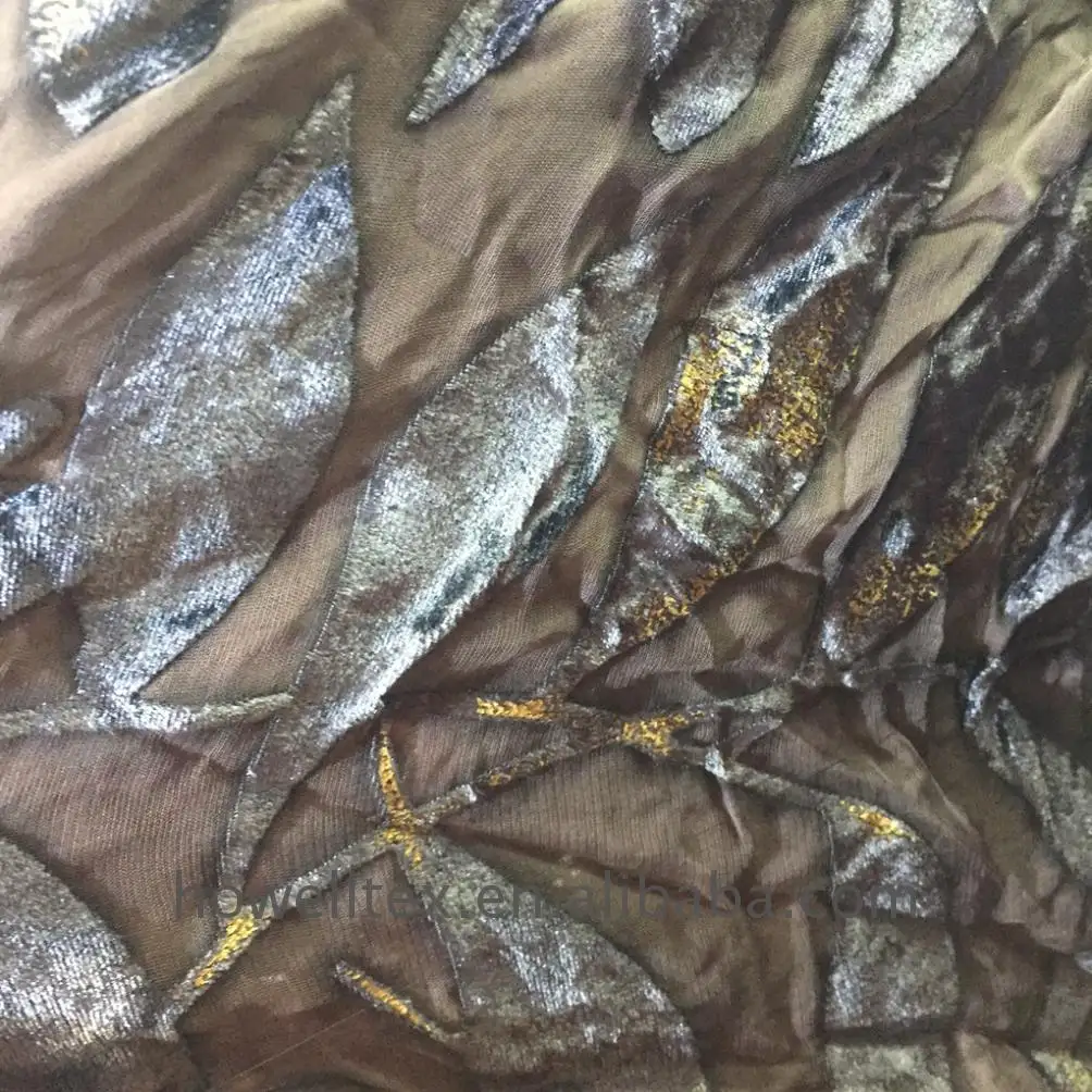 IN STOCK Habotai Silk Velvet Burn Out silk viscose velvet fabric fabrics price hot sale