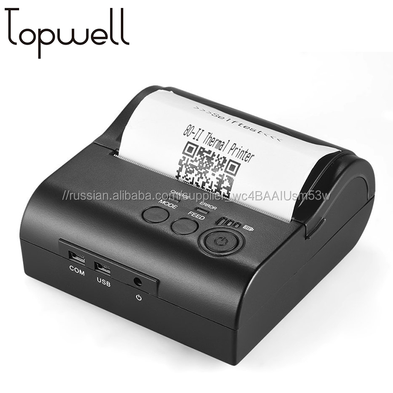 Topwell мини-портативный тепловой palm принтер 80 мм беспроводного подключения для IOS, Andriod смартфонов