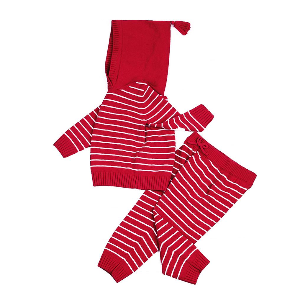 KR284 Fashion warm stripe baby knit sweater set for boy