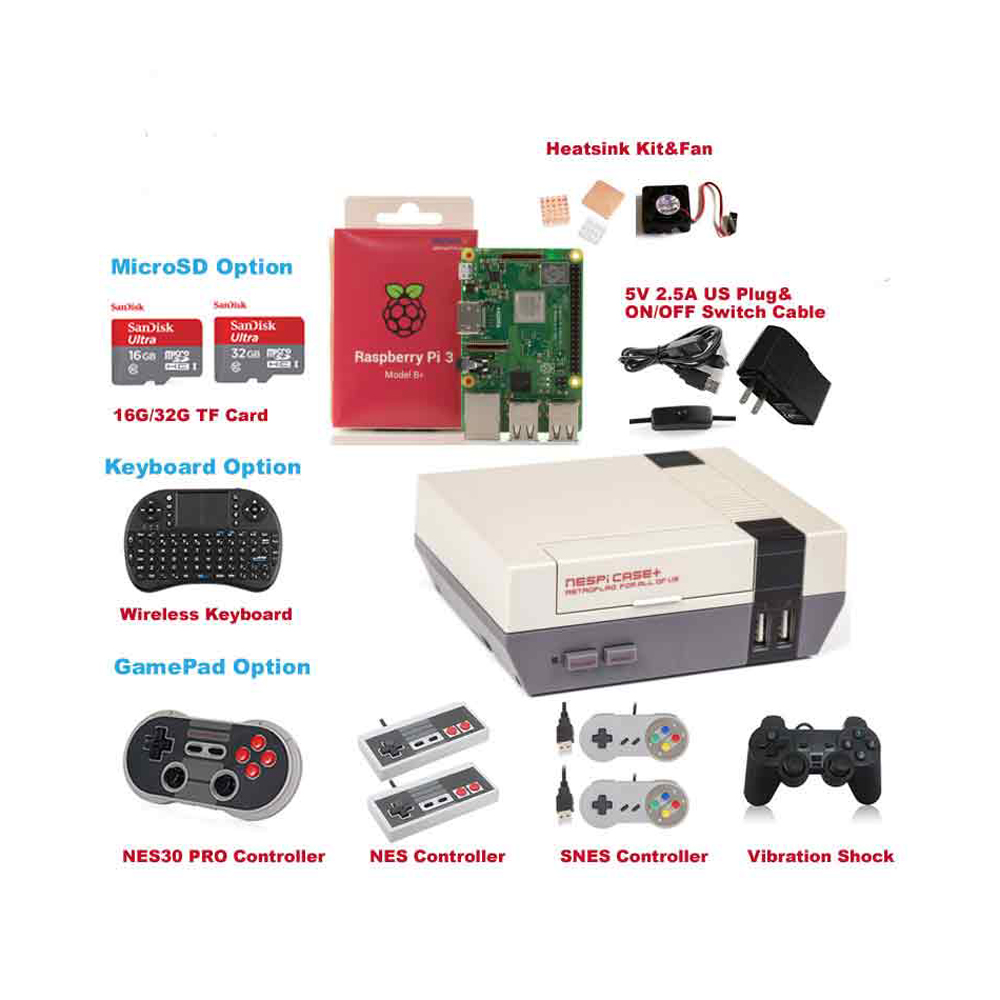 Raspberry Pi 3 B + (B plus) комплект для игр Retroflag NESPi Case Kit
