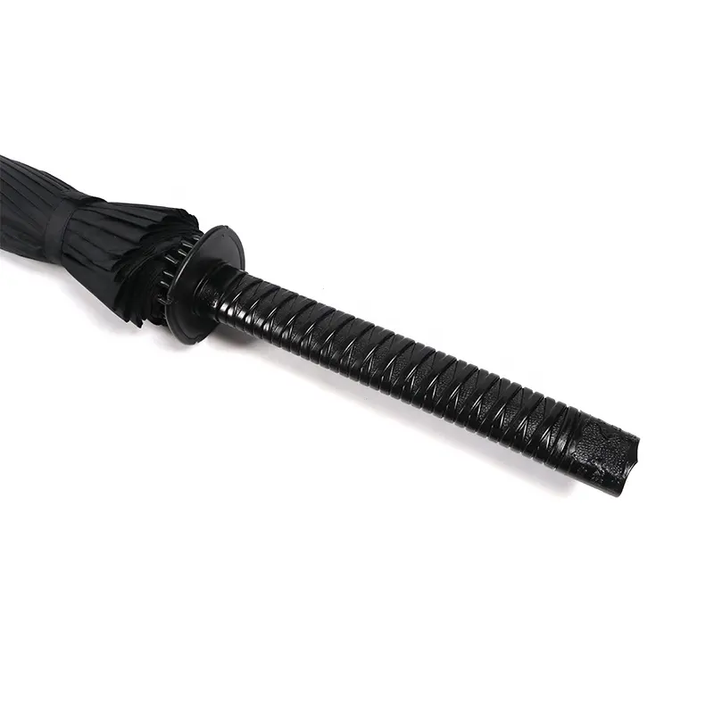 Мужской черный зонт с ручкой самурайского меча на заказ, с наплечным ремнем, зонт Катана с 24 ребрами