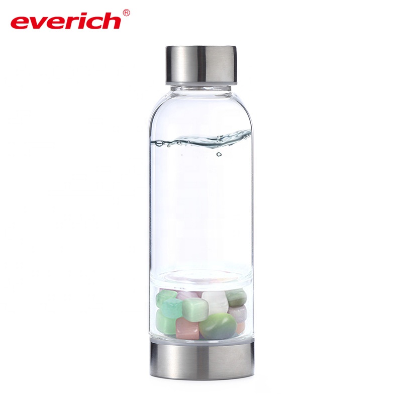 Everich кристалл бутылка для воды драгоценный камень настоянный стекло кварц 16 унц. Ц. Природа Кристалл бутылка воды с пользовательским логотипом