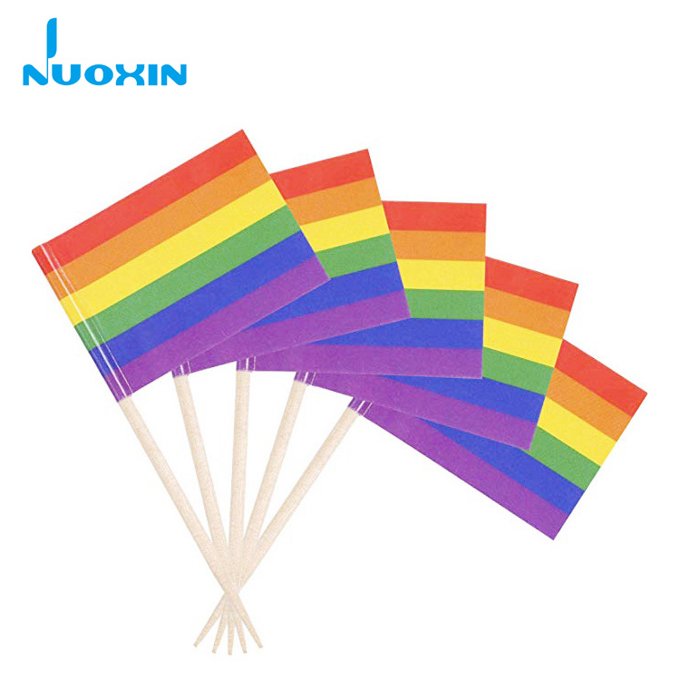 Nuoxin Пользовательские печати деревянный Радуга зубочистка флаг