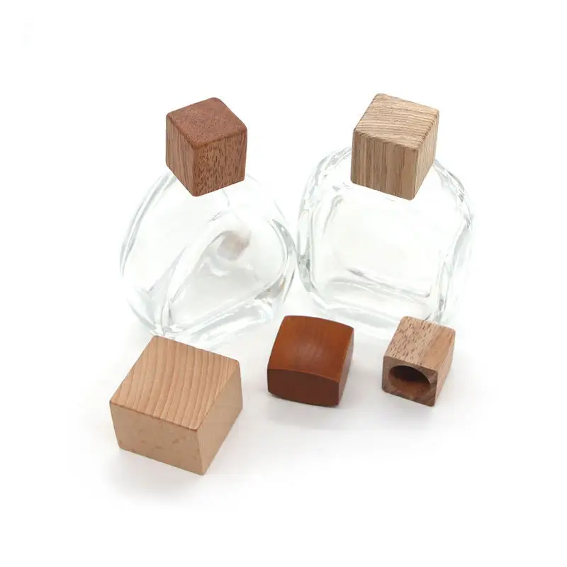 3 Colors white blue red ashtree wooden lid for glass perfume bottle cap