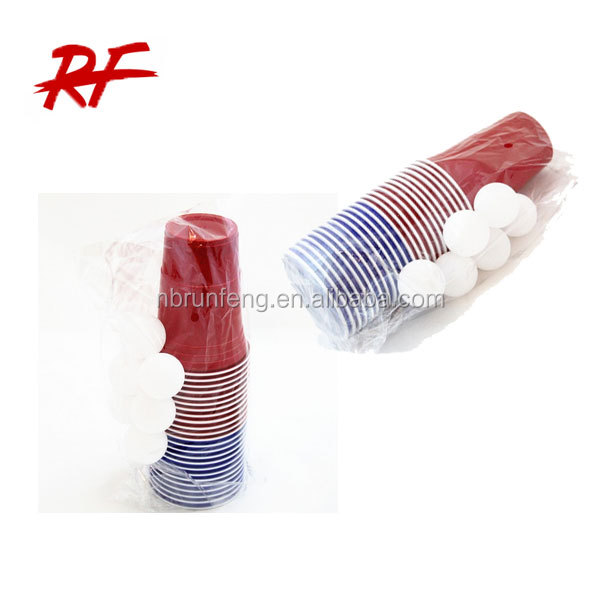 Beer pong cups beer pong balls 12pcs red and 12pcs blue plastic cup and 6pcs beer pong ball