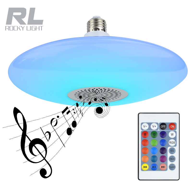 Затемнения E27 30 Вт RGB светодиодные лампы Bluetooth лампы Цвет регулируемая акустическая музыка