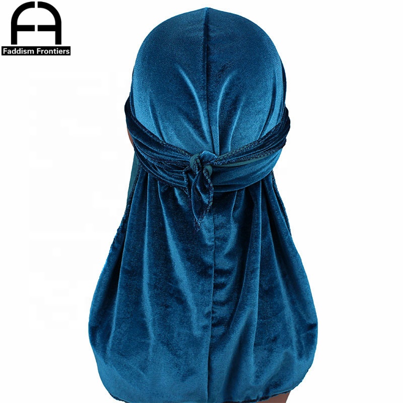 Мужские бархатные банданы Durag с длинным хвостом, прочные, с вышивкой снаружи, с волнистой шапкой, для мужчин, головной платок Durag