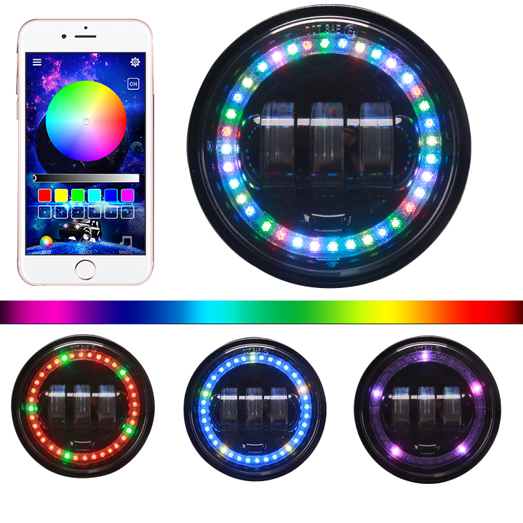 Популярный товар! Противотуманные фары для мотоцикла 4,5 дюйма magic RGB, противотуманные фары для мотоцикла 4,5 дюйма, светодиодные противотуманные фары для Harley