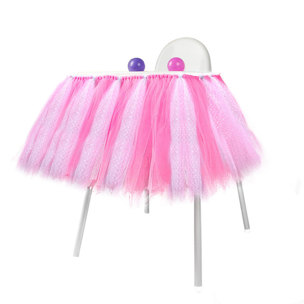 Low MOQ Baby Girl Princess Party Tulle Table Cloth Pink Tute Table Shirt