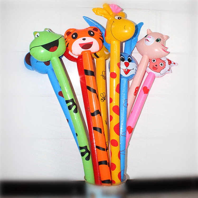 PVC children's inflatable toys animal head long stick wholesale Inflatable long rod animal sticks giraffe inflatable r