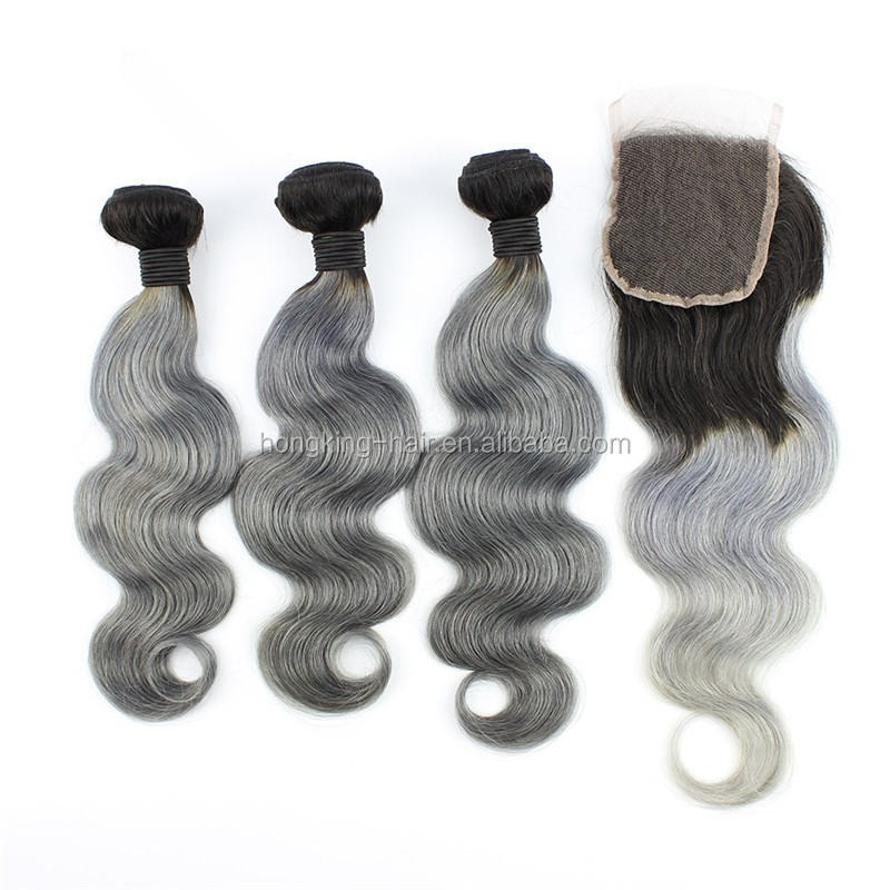 Drop Shipping Wholesale Brazilian Human Hair Ombre Color Hair Bundle With Closure