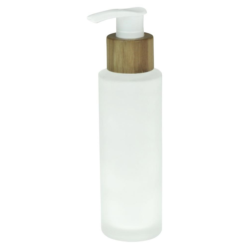 New design 30ml 50ml 100ml skincare frosted serum cosmetic jar pump lid bamboo lotion bottle