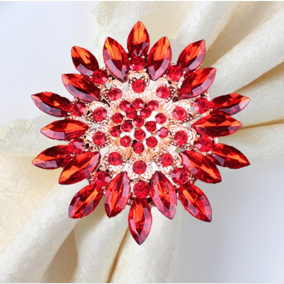 2019 Fashion Flower Shape Napkin Ring For Table, Wedding Napkin Ring Silver, Rhinestone Ring of Napkin