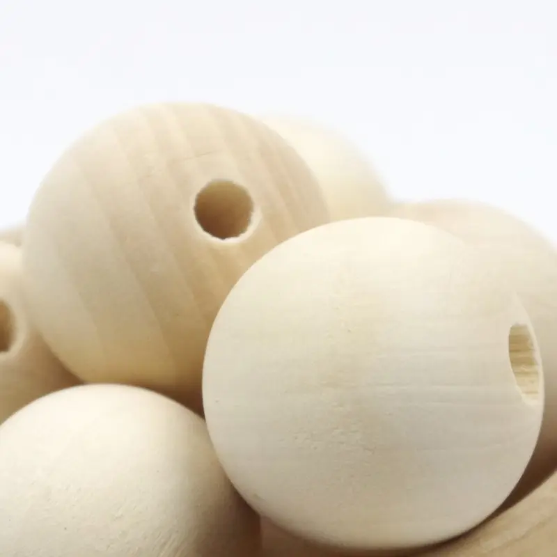 DIY Crafts Big Round Natural Unfinished Loose Wooden Beads Large 40mm Wood Beads
