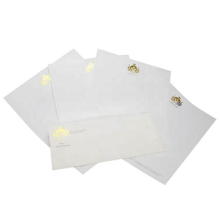 Пользовательские 100gsm канцелярские печати Роскошные Золотые Фольга letterhead конверт набор