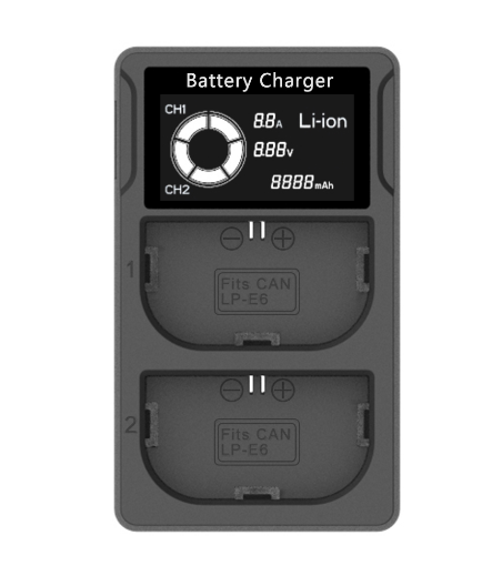 USB двойное зарядное устройство с ЖК-экраном для камеры CANON LP-E6, LP-E7, FW-50, LP-E8, EN-EL14 ,EN-EL15 ,LP-E10