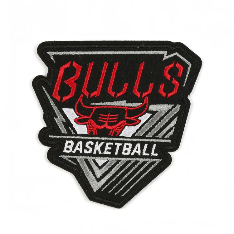 Custom Fashion Logo Free Sample New Design Low Price Excellent Quality Bulls Team Felt Embroidered Shoulder Badges